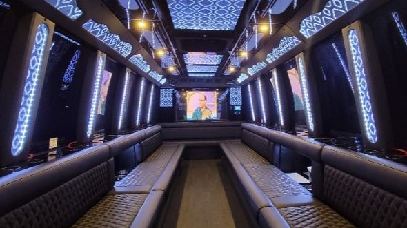 party bus rental interior pleasanton